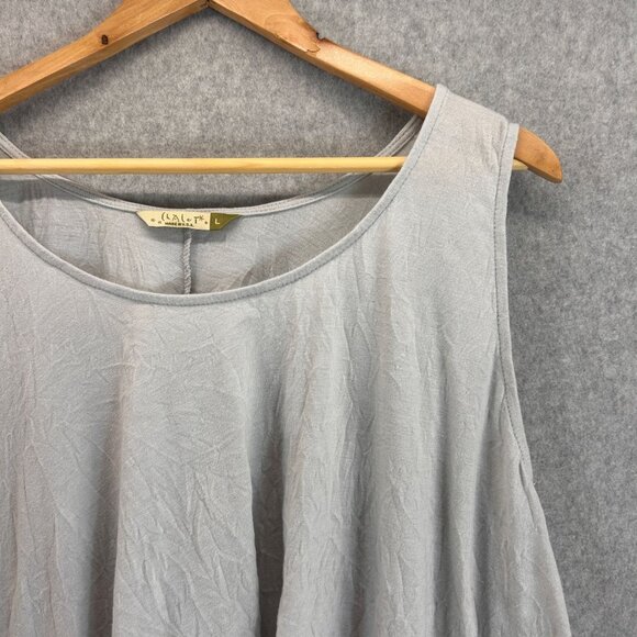 Chalet et Ceci Womens Sleeveless Asymmetric Hem Top Gray Cotton Blend Size Large - Picture 4 of 10